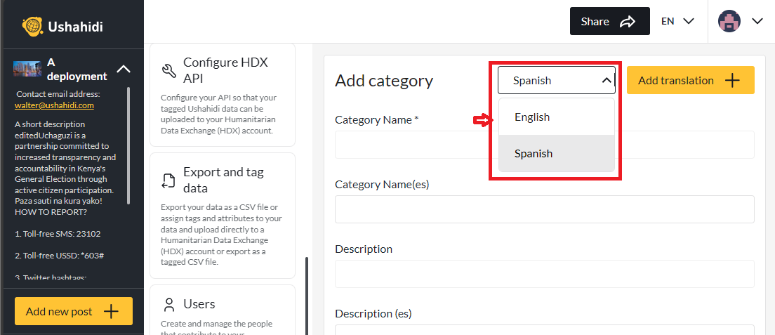 All the available languages that the content has been translated to are shown.